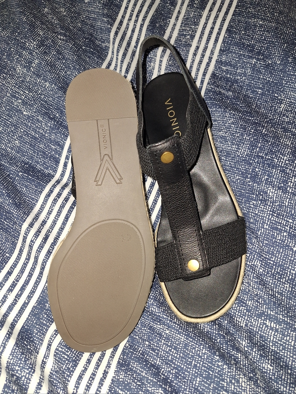 Vionic Calera Wedge Sandal - Black with Espadrille Sole - Picture 6 of 6